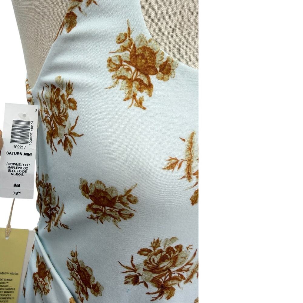 Aritzia Wilfred Saturn Mini Wrap Dress Snowmelt Blue Maplewood Floral NWT Size M - Picture 6 of 13